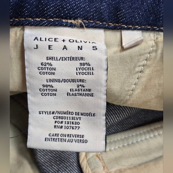 Alice + Olivia Anders Low Rise Pleated Wide Leg Jeans Love Train Dark Wash Sz 29 - Picture 13 of 16